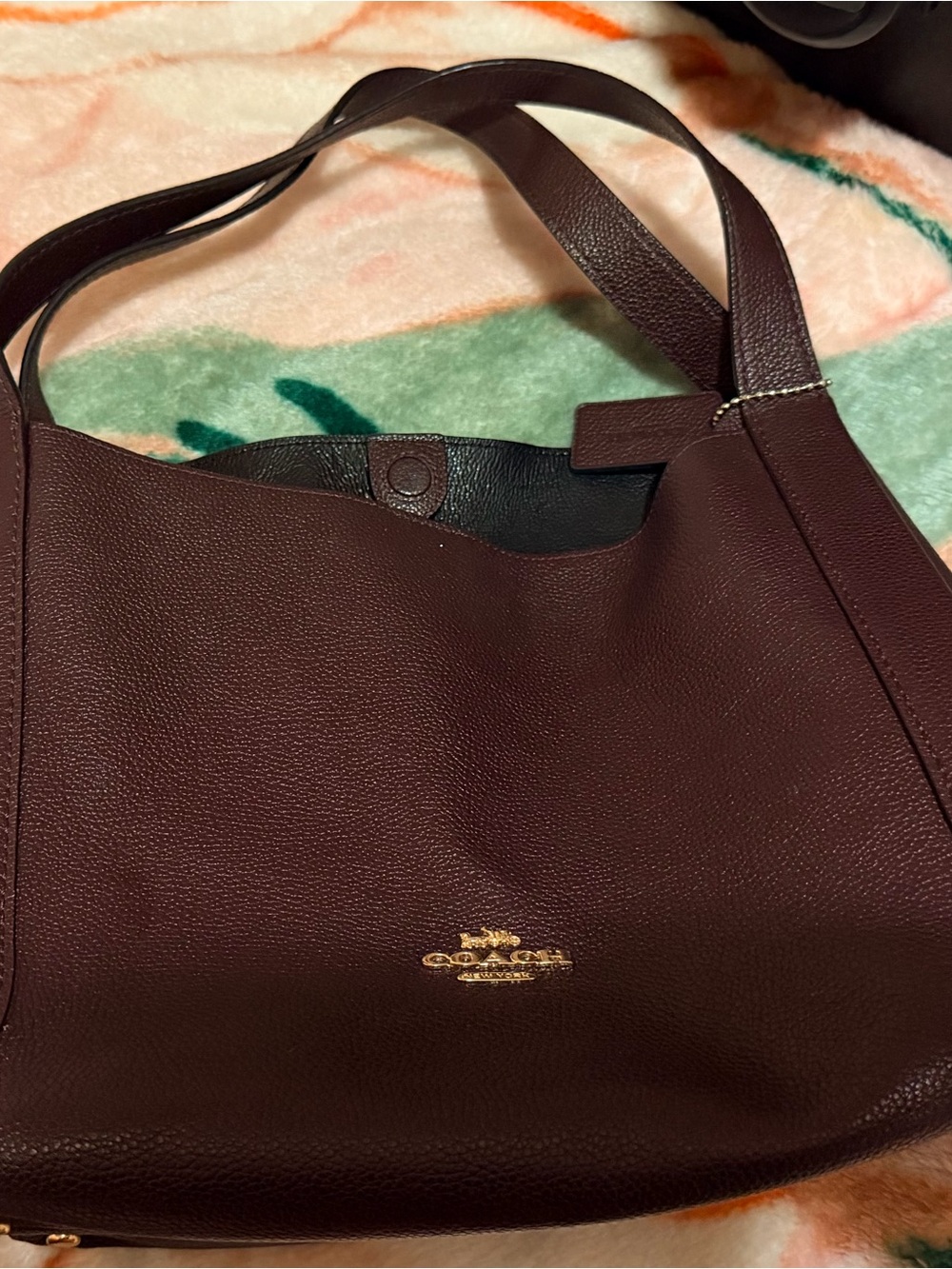 Coach Pebbled Leather Shoulder Bag in Deep Burgundy